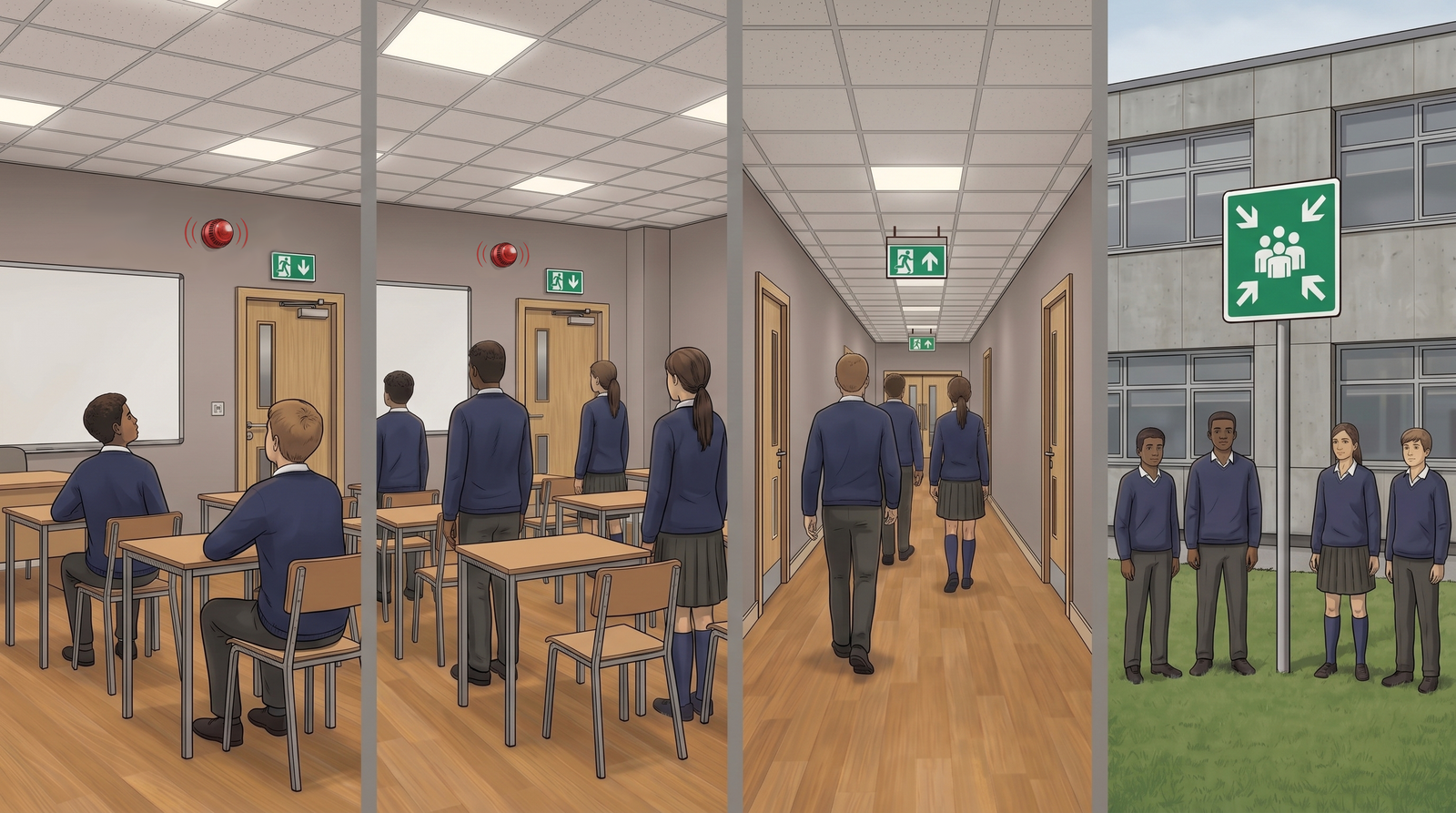 School evacuation sequence