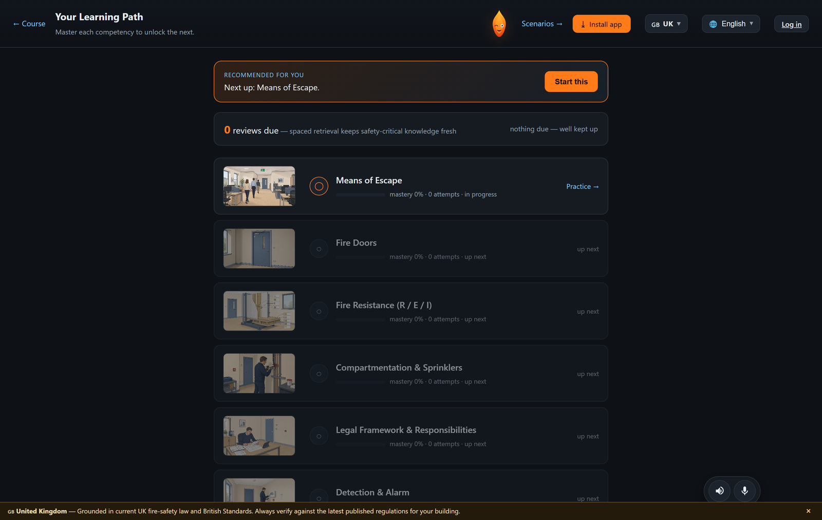 EMBER adaptive learning path
